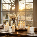 Amagic Pure White Flameless Candles, 9 Pack Battery Operated Candles with Remote and Timer, Acrylic Flickering Electric LED Candles for Wedding, Holiday Decor, D2.2''xH5''6" 7", Warm Yellow Glow by CozyNest Decor