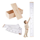 Growth Chart for Wall | Kids Height Chart Canvas Ruler with Wooden Storage Box | Waterproof Measuring Chart | Nursery Decor & Baby Shower Gift by TinyTreasures Baby Boutique