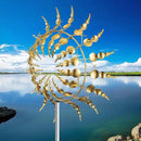Unique and Magical Metal Windmill, 2Pcs Wind Spinners, 3D Wind Powered Kinetic Sculpture, Stainless Steel Wind Spinners, Wind Mill for Yard and Garden (2PCS-Golden) by CozyNest Decor