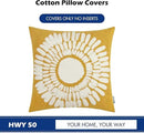 HWY 50 Mustard Yellow Decorative Throw Pillow Covers 18x18 Inch (1 Piece), Embroidered Cotton Modern Farmhouse Cushion Cover Pillow Case for Sofa Couch Living Room Bed, Sunflower by CozyNest Decor