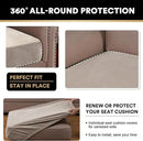 PrinceDeco Stretch Velvet Couch Cushion Cover,Soft Fitted Cushion Slipcover for Arm Chair Sofa Cushion Furniture Protector Seat Cushion Sofa Cover Width Up to 29.5", Oatmeal by CozyNest Decor