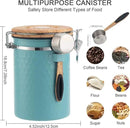 TEDSWAIT Coffee Canisters Airtight Coffee Bean Storage Container Kitchen Stainless Steel Food Storage Container with Scoop Date Tracker & CO2 Valve 61Fl Oz (Lake Blue) by CozyNest Decor