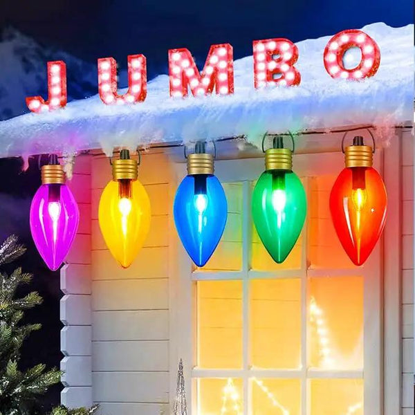 Super Jumbo C9 Christmas Pathway Lights - 11FT 5 LED Walkway Lights, Multicolor Outdoor Decoration for Yard Holiday Lawn