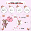 LoopMap Crochet Kit for Beginners - DIY Amigurumi Bear with Removable Dress & Accessories - Step-by-Step Video Tutorials, Extra Yarn, Crochet Tools, Handmade Gift for Kids & Adults (Bear K01, Pink) by TinyTreasures Baby Boutique