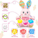 Baby Rabbit Musical Stuffed Animals Toy,Infant Bunny Bilingual Early Learning Education Toy with Light-Up Music & Crinkle,1st Easter Basket Shower Stuffers for 0 1 2 3 6 9 12 18 Month Girl,Pink by TinyTreasures Baby Boutique
