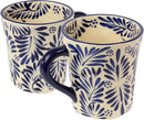 Encantada Handmade Hand-Painted Authentic Mexican Pottery Mugs (2-Pack, Blue Plumeado) by CozyNest Decor
