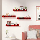 upsimples Acrylic Shelves for Wall Decor, 15" Display Shelf Perfume Organizer for Bathroom, Bedroom, Living Room, Floating Bookshelves for Kids, Clear Red, 4 Pack by CozyNest Decor