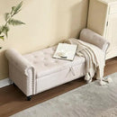Furniliving 55” End of Bed Bench, Bedroom Bench with Button-Tufted, Large Upholstered Storage Ottoman Entryway Bench with Storage Shoe Cabinet Bench, for Bedroom, Linen, Camel by CozyNest Decor