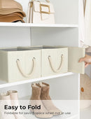 StorageWorks Storage Baskets for Shelves, Foldable Fabric Closet Storage Bins with Handles, Fabric Storage Bins Clothes Organizer, Beige, White & Ivory, 3-Pack, Small by TinyTreasures Baby Boutique