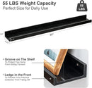 Floating Picture Ledge Shelves 55 Inch Solid Oak Wood Set of 2, Rustic Wall Storage Shelves with Lip, Kids Bookshelf, Photo & Picture Ledge Shelves for Bedroom, Living Room, Kitchen by CozyNest Decor