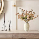 Beige Fake Flowers Silk 10 Stems With Eucalyptus, Faux Flowers For Vase, Artificial Mums Long Stem, Mini Faux Mums Flower Bulk, Tan Nude Cream Neutral Floral, Chrysanthemum Pom Pom Floral Arrangements by CozyNest Decor