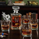 Personalized Whiskey Decanter Set with 4 Square Rocks Glasses - Gift Box Available by CozyNest Decor