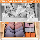6 Pack Sock Underwear Drawer Organizer Dividers, 58 Cell Foldable Fabric Dresser Closet Organizers and Storage Bins for Clothing, Baby Clothes, Bra, Panty, Scarf, Ties (Black) by CozyNest Decor