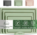 Empune Plastic Cutting Board Set, Recycled Plastic Cutting Boards for Kitchen (Set of 3), Dishwasher Safe Large Chopping Board with Holder, Non-slip Feet and Juice Grooves, Nonporous, Green by CozyNest Decor