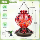 BOLITE Hummingbird Feeder, Hand Blown Glass Hummingbird Feeders for Outdoors Hanging, with Ant Moat and 5 Feeding Ports, 22 Ounces, Peony Flower Shape, Red, Gifts for Women Men, Gifts for Mom Dad by GreenHaven Gardens