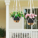 ZMTECH 2 Pack 10 Inch Hanging Planters with Macrame Plant Hanger for Indoor and Outdoor Plants, Self Watering, Drainage Hole, Visible Level Tray, Gray by CozyNest Decor