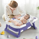 Collapsible Baby Bathtub,Baby Bath Tub with Thermometer & Soft Cushion,Baby Bathtub for Newborn to Toddler 0-36 Months,Portable Travel Baby Tub with No-Slip Feet,Baby Shower Gifts,Lavender by TinyTreasures Baby Boutique