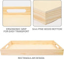 LotFancy Wooden Nested Serving Trays, Set of 5, Unfinished Natural Wood Trays with Handles, for Craft and Decor, Food Organizer for Breakfast, Lunch, Dinner by CozyNest Decor