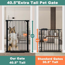 40.5" Extra Tall Baby Gate, 29.6"-32.5" Extra Wide Dog Pet Gate Pressure Mounted, Puppy Dog Proof Indoor Barrier, No Drill Safety Child Gate for Stairs 1.37" Narrow Space Metal Black Gate by TinyTreasures Baby Boutique
