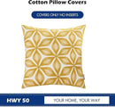 HWY 50 Yellow Decorative Throw Pillow Covers 18x18 Inch (1 Piece), Embroidered Cotton Farmhouse Cushion Cover Pillow Case for Sofa Couch Living Room Bed, Fashion Geometric by CozyNest Decor