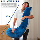 Pregnancy Pillow, Soft Maternity Pillow with Detachable & Adjustable Pillow Cover, Full Body Pillow for Adults Sleeping, Support for Back, Belly, Legs, HIPS Grey and Blue by TinyTreasures Baby Boutique