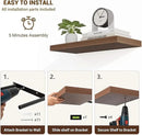 55 Inch Floating Shelves, 55"x9.25"x1.5" Inch Deep Floating Shelves for Wall, Wooden Shelves for Bathroom, Bedroom, Living Room, Walnut by CozyNest Decor