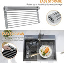 LEMIKKLE Roll Up Dish Drying Rack 17" x 13", Over The Sink Dish Drainer Rack, Foldable Sink Drying Rack, Anti-Slip Silicone Wrapped Dish Drainer for Kitchen Counter (Grey 17" x 13") by CozyNest Decor