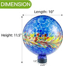 VOREEN 10-Inch Glass Gazing Ball, Outdoor Gazing Globe, Reflective Ball Yard Decoration for Homes, Patio, Lawn and Gardens, Gift for Mom Wife Friend, Phoenix Tail Design, Blue by CozyNest Decor