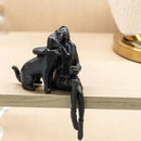 Cast Iron Sitting Woman and Dog Statue, Love Figurine, Gifts for Dog Lovers, Memorial Gifts for Women and Girls, Black by GreenHaven Gardens