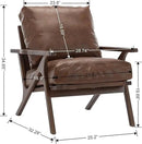 Wahson Brown Leather Accent Chair Mid Century Modern Chair, Retro Upholstered Armchair with Wood Frame and Removable PU Cushions, Large Compfy Leisure Slipper Chair for Living Room/Bedroom by CozyNest Decor