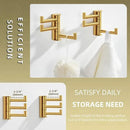 Angle Simple Towel Hooks Swivel, SUS 304 Stainless Steel 3 Arms Foldable Hand Towel Holder, Coat Hooks, Brushed Gold, 2 Pack by CozyNest Decor