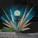 Enlarge Metal Plants Tequila Rustic Sculpture, Outdoor Patio Yard, Home Decor Hand Painted Agave Garden Statue, Outdoor Lawn Ornaments Yard Stakes for Mom Gift (1 Solar Blue) by GreenHaven Gardens