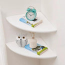 Corner Shelf, White Floating Corner Shelf, Set of 2 10inch Solid Oak Wood Wall Shelves, Round End Wall Mount with Wire Hole for Small Plant for Bedroom Kitchen, Living Room by CozyNest Decor