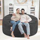 4FT Bean Bag Chair, Large Bean Bag Chairs with Memory Foam Filled, Fluffy Beanbag Sofa with Dutch Velvet Cover, Round BeanBag Chairs for Living Room, Playroom - Grey by TinyTreasures Baby Boutique