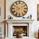 30 Inch Large Wall Clock Farmhouse Style - Brown Silent Non-Ticking Rustic Decor for Living Room, Kitchen, Bedroom by CozyNest Decor