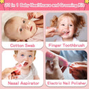 Infant Grooming Essentials: Electric Safety Nail Trimmer, Nasal Aspirator, Hair Brush, Comb, Nail Clipper (27 Piece Safety Care Set for Newborns - Pink) by TinyTreasures Baby Boutique