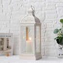 TRIROCKS Rustic Style Metal Candle Lantern 19'' High Decorative Hanging Lantern Candle Holder with Tempered Glass for Christmas Living Room Garden Yard Patio Parties Events Indoors Outdoors(Cream) by CozyNest Decor
