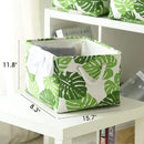 Storage Cubes, Storage Bins Baskets for Organizing 4 Pack for Organizing Toys, Clothes, Closet Baskets with Rope Handles for Nursery Home(White and Green,15.7"L×11.8"W×8.2"H)