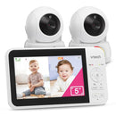 VTech VM924-2 Remote Pan-Tilt-Zoom Baby Monitor with 2 Cameras & Audio,5" LCD Screen,Up to 17Hrs Video Streaming&31Hrs Battery for Audio,Night Vision,1000ft Range,Soothing Sounds,Temperature Sensor by TinyTreasures Baby Boutique