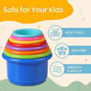 Stacking Cups Baby Toy Educational Cup Stacking Set 8-Pc Stackable Cups with Number Rainbow Nesting Cups for Babies 6-12 Months Stacking Cups for Toddlers 1-3 Perfect for Indoor/Outdoor by TinyTreasures Baby Boutique