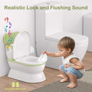 2-in-1 Toddler Potty Training Toilet - Larger Potty Chair & Detachable Training Seat for Boys & Girls Ages 1-3 with Flushing Sound, Wipes Storage, Toilet Paper Holder - Green by TinyTreasures Baby Boutique