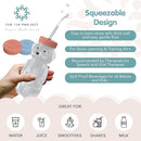Honey Bear Straw Cup for Babies, 2-Pack Honey Bear Bottle with Travel Lid, Therapy Learning Honeybear Straw Cup, Baby Bottle Set, 8 oz, Blueberry Pie & Firetruck by TinyTreasures Baby Boutique