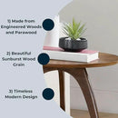 Martin Svensson Home LAX Two-Tone 20-Inch Caramel Brown Round Wood End Side Table with Walnut Legs and Shelf Storage by CozyNest Decor