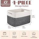 OIAHOMY 4 Pack Storage Baskets for Organizing, Basket for Shelves with Handle, Woven Baskets for Storage Toys, Towels, Books, Cotton Rope Basket 13" L x 9 " W x 7.8 " H, Black & White by TinyTreasures Baby Boutique
