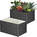 Galvanized Raised Garden Bed Outdoor, 2 Pcs 6x3x2FT Outdoor Large Planter Raised Beds Open Base with Safety Edge and Glove for Vegetables Flowers Ground Planter, Dark Gray by CozyNest Decor