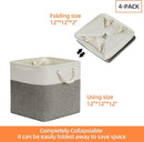 DULLEMELO Cube Storage Bins Set of 4 Fabric Storage Cubes Organizer Bin with Handles, Collapsible 12 Inch Cube Storage Baskets for Organizing, Closet, Shelf, Nursery (White&Grey) by TinyTreasures Baby Boutique