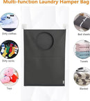 Hanging Laundry Hamper Bag – Space-Saving Dirty Clothes Storage with Free Adjustable Stainless Steel Over-the-Door Hooks & 2 Suction Cup Hooks – Ideal for bathrooms, bedrooms & dorms by CozyNest Decor