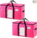 TAILI 2 Pack Pink Extra Large Moving Bags, Heavy Duty Totes with Visible Window, Wrap Around Handles, Space-Saving Storage, Alternative to Moving Boxes by TinyTreasures Baby Boutique