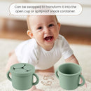 Snack Containers for Toddlers, Kids - 2 Pack Food Grade Silicone Snack Cups with Grip Handle (Natural/Sage) by TinyTreasures Baby Boutique