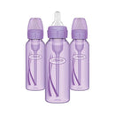 Dr. Brown’s Natural Flow® Anti-Colic Options+™ Narrow Baby Bottles 8 oz/250 mL, with Level 1 Slow Flow Nipple, 3 Pack, Purple, 0m+ by TinyTreasures Baby Boutique